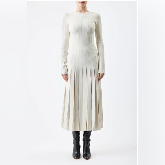 Gabriela Hearst Ivory Ribbed Knit Virgin Wool Silk Maxi Dress NWT - Picture 7 of 12